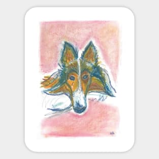 Rough Collie art Sticker